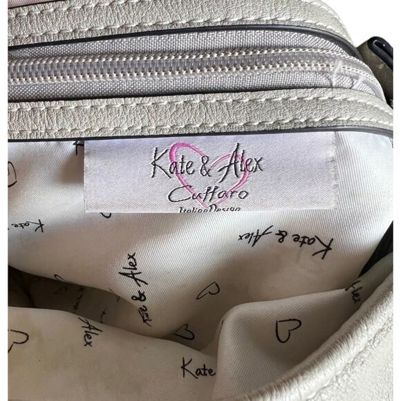 Kate & Alex Cuffaro Cream Italian Design Canvas & Nylon Crossbody Purse Bag - Picture 7 of 12